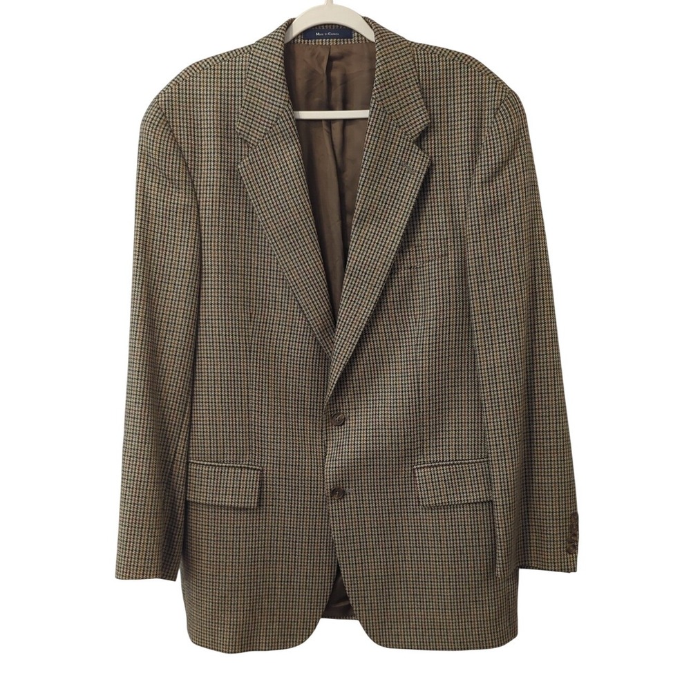 Chaps Ralph Lauren Blazer Houndstooth Brown size 46R